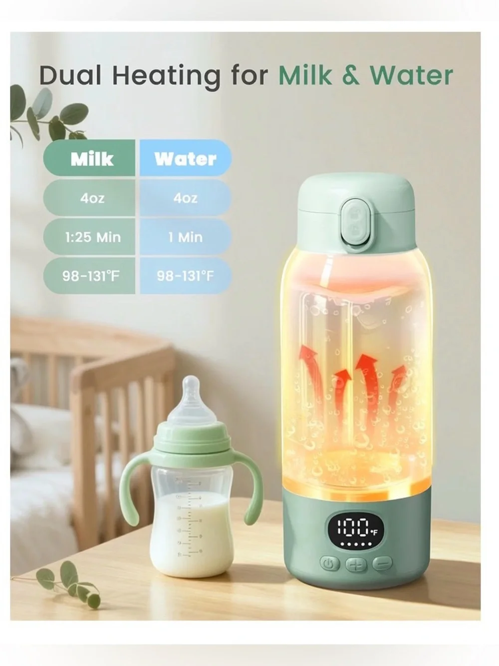 Portable Baby Bottle Warmer – Light Green